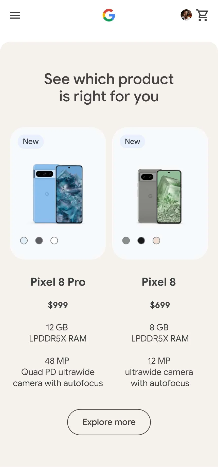 Google Store case study screen