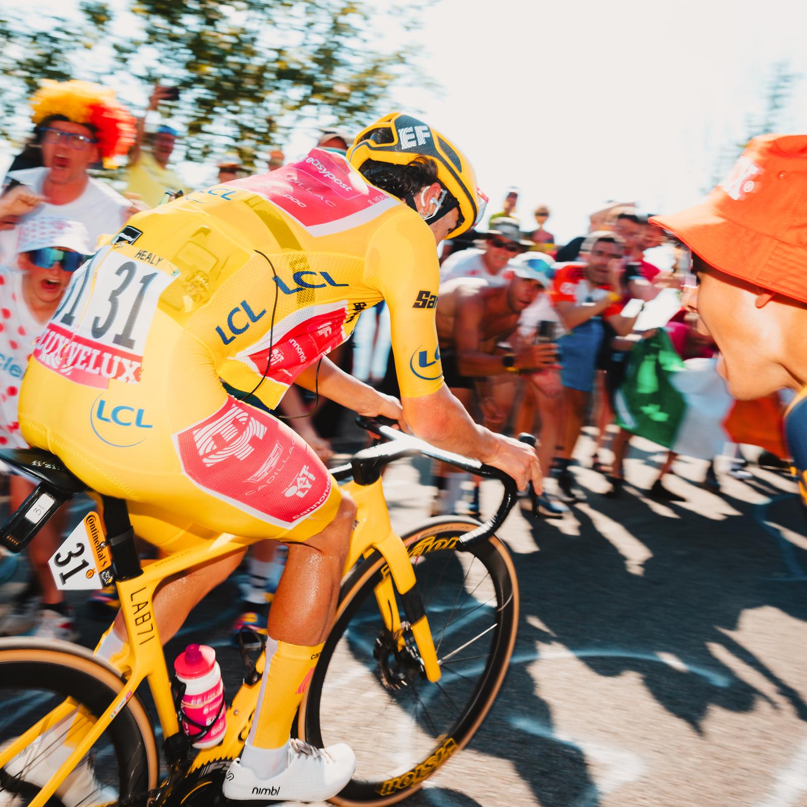 Ben Healy honors the yellow jersey on Hautacam | EF Pro Cycling