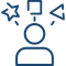 icon met geometrische figuren boven hoofd