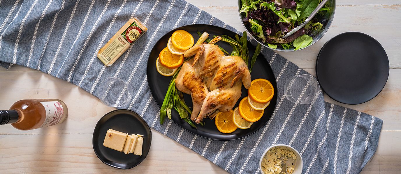 Spatchcocked Chicken with Garlic & Herb BellaVitano® Compound Butter