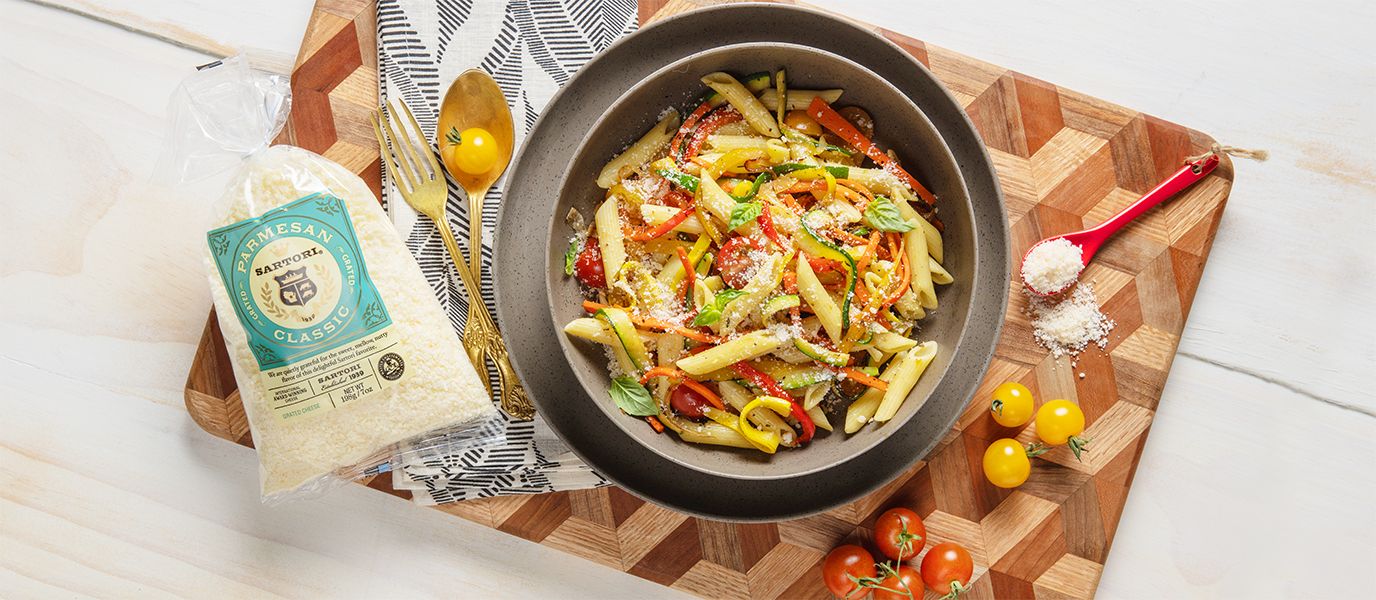 Parmesan Pasta Primavera Vegetable Pasta Sartori Cheese