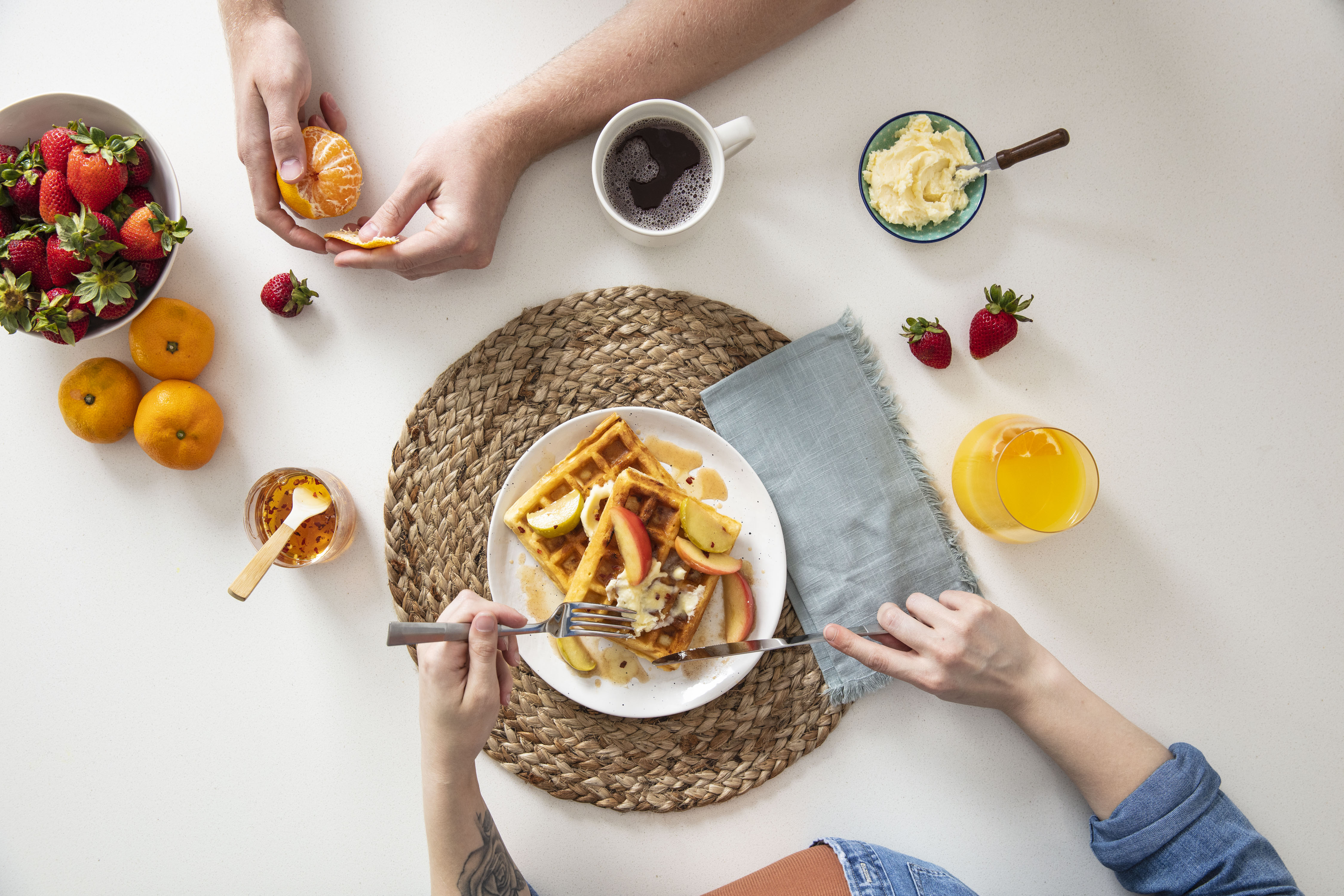 MontAmoré® Waffles with Sautéed Apples & Spicy Honey - Sartori Cheese