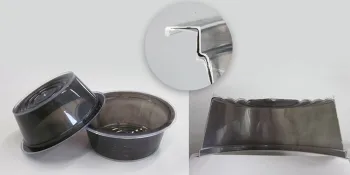 Picture shows sustainable thin-wall packaging made from alternative plastic using sandwich injection moulding