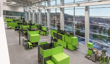 Image shows portfolio of injection moulding products from ENGEL