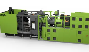 Picture shows hybrid large injection moulding machine from ENGEL