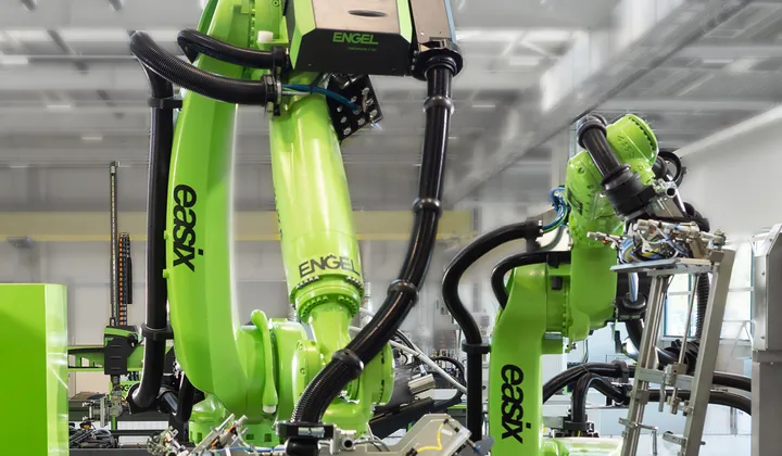 Picture shows articulated arm robot from ENGEL