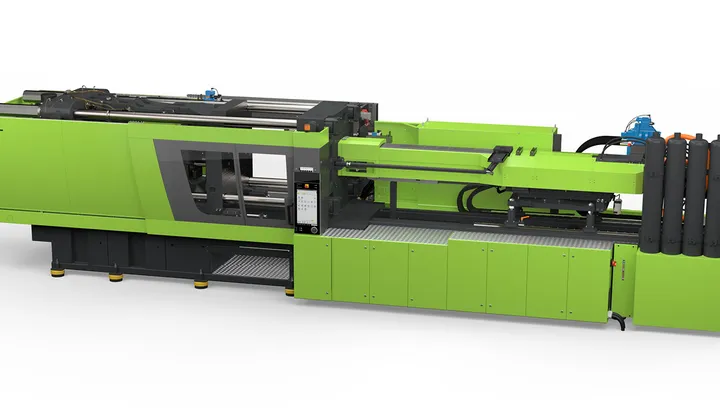 Picture shows injection molding machine for the production of thin-walled plastic parts