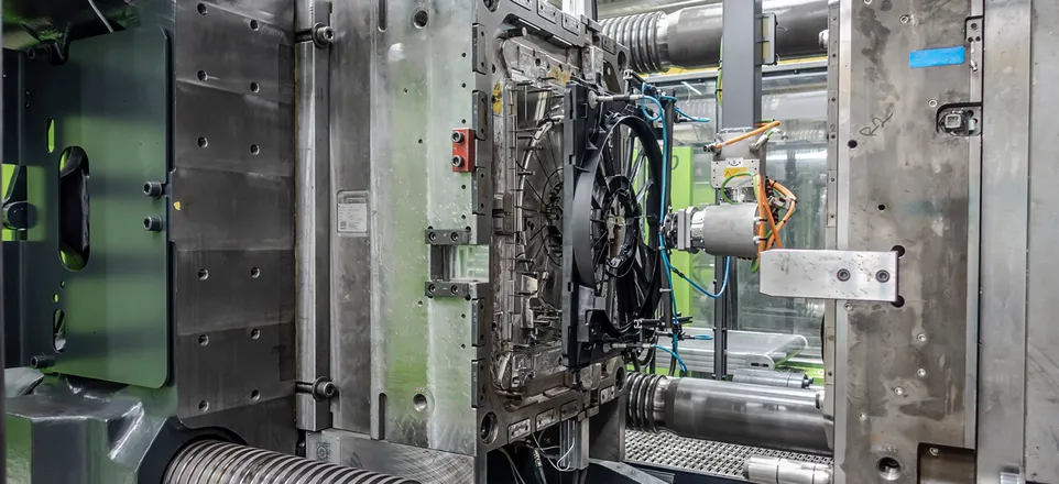 Image shows mold for the production of components for electric cars 