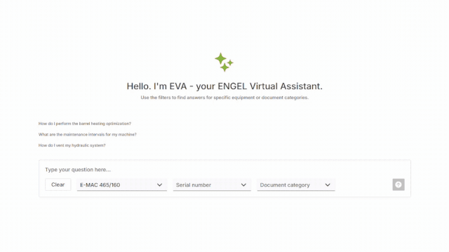 Bild zeigt Anwendungsbeispiel der KI Assistenz EVA (ENGEL Virtual Assistant)