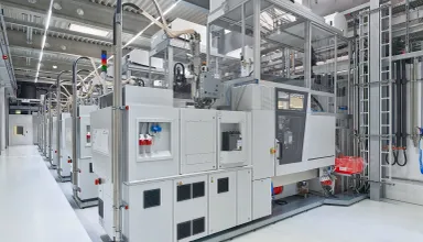Image shows the electric, tie-bar-less injection molding machine victory electric by ENGEL.