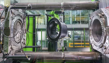 Picture shows production of a plastic water management product