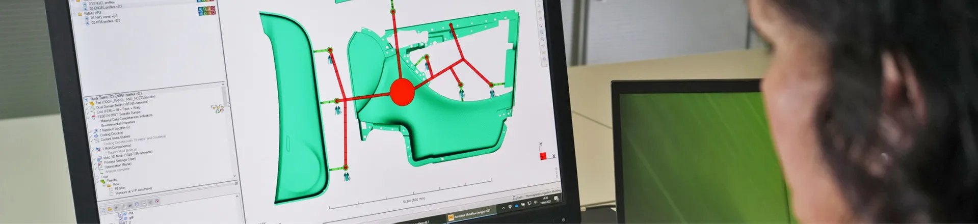 Bild zeigt Simualtionssoftware im Spritzgussbereich von Autodesk Moldflow im Einsatz