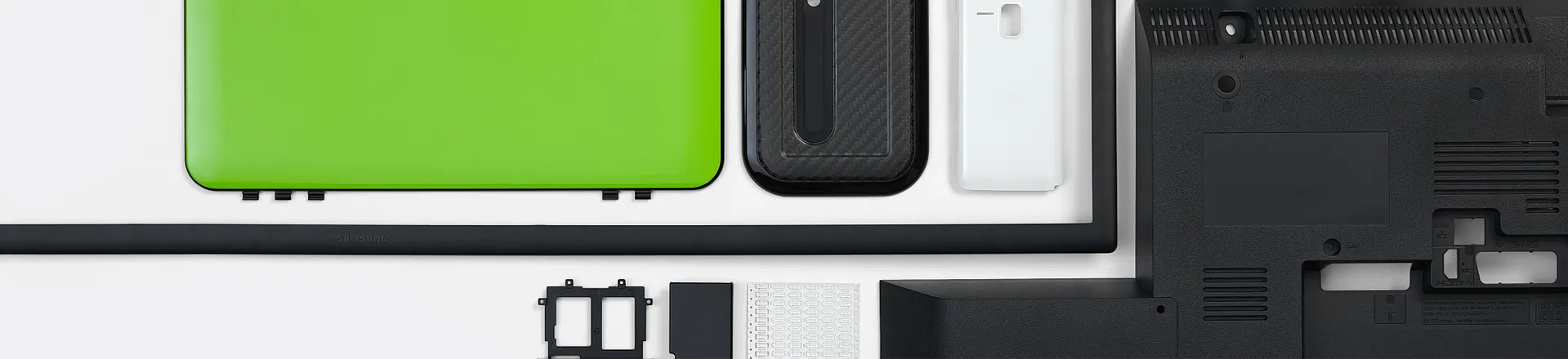 Picture shows injection moulding in the electronics industry