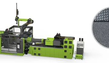 Image shows injection molding machine and foamed component