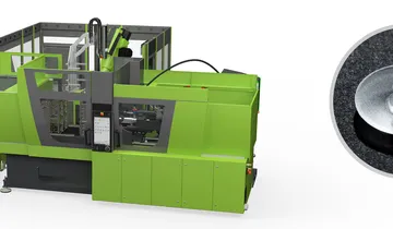 Picture shows fully automatic production cell for shielding valves made of liquid silicone