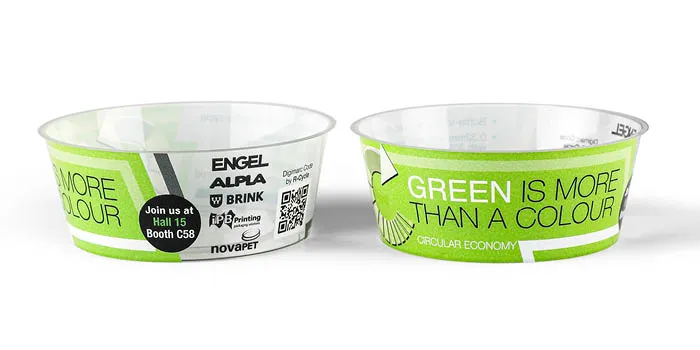 Picture shows two food packages made of rPET with different labels