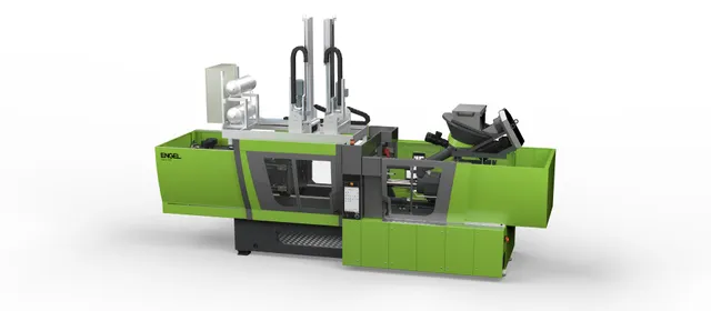 Picture shows injection moulding machine for elastomer processing