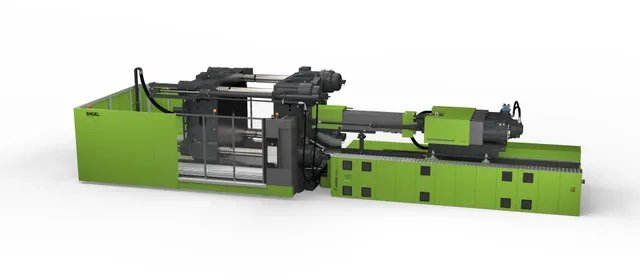 Picture shows big injection moulding machine from ENGEL