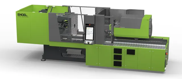 Picture shows electric, tie-bar-less victory electric machine from ENGEL