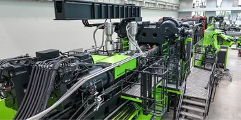 Picture shows large duo 5500 combi M injection moulding machine from ENGEL