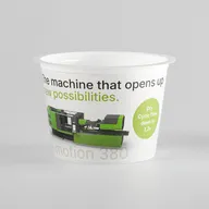 Image shows a single yoghurt cup with IML