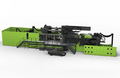 Picture shows large duo combi M injection moulding machine with a clamping force of 55,000 kN