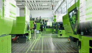 Image shows injection molding production by ENGEL