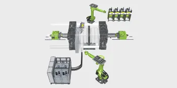 Image shows complex plant technology for the production of PUR components in a single process