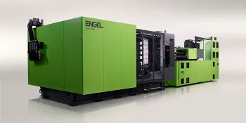 Picture shows large injection moulding machine from ENGEL