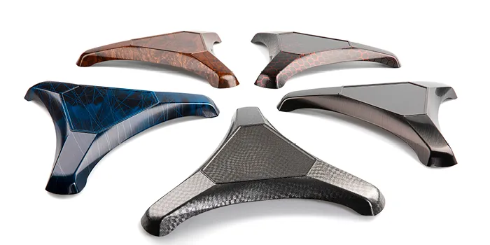 Image shows surface designs of plastic components