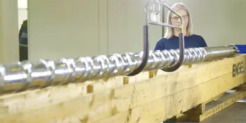 Picture shows spare part plasticizing screw from ENGEL