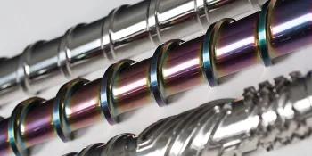 Picture shows plasticising screws from ENGEL