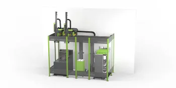 Picture shows viper double robot with integrated box transfer from ENGEL