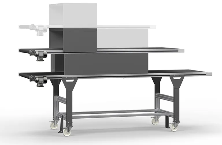 Image shows ENGEL multi-level conveyor belt