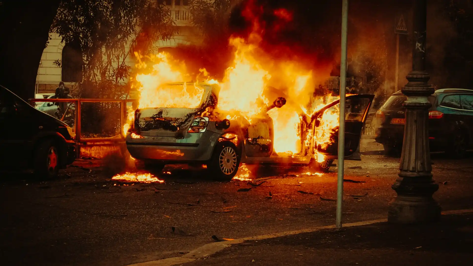 A car on fire