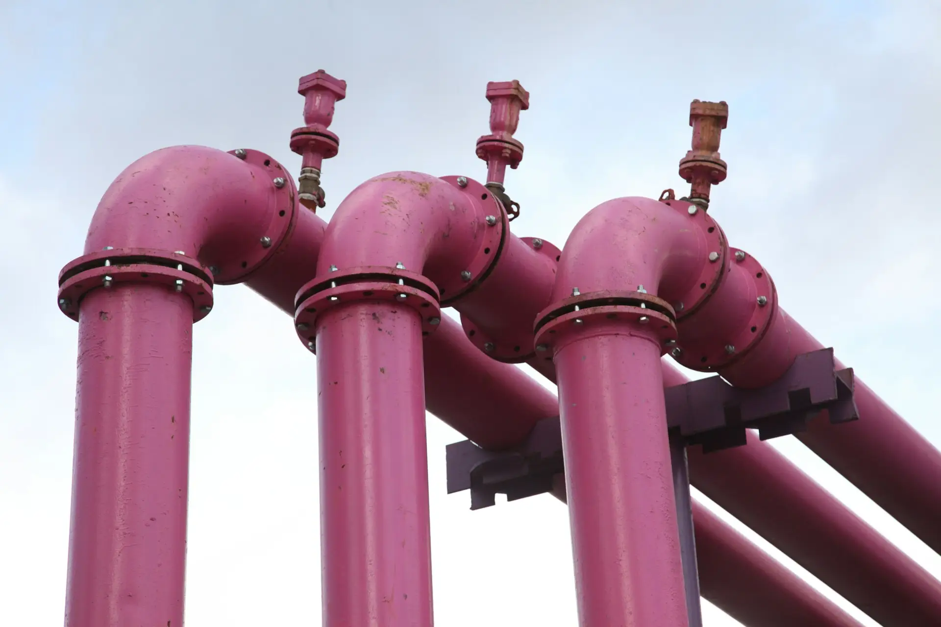 Pink pipes connected to each other