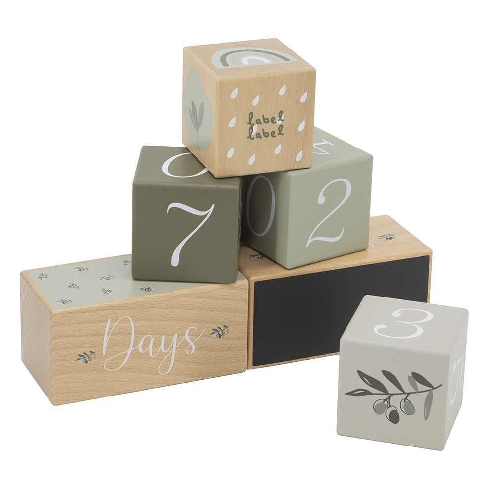 Product Image for Cuburi aniversare din lemn, Milestone, olive green