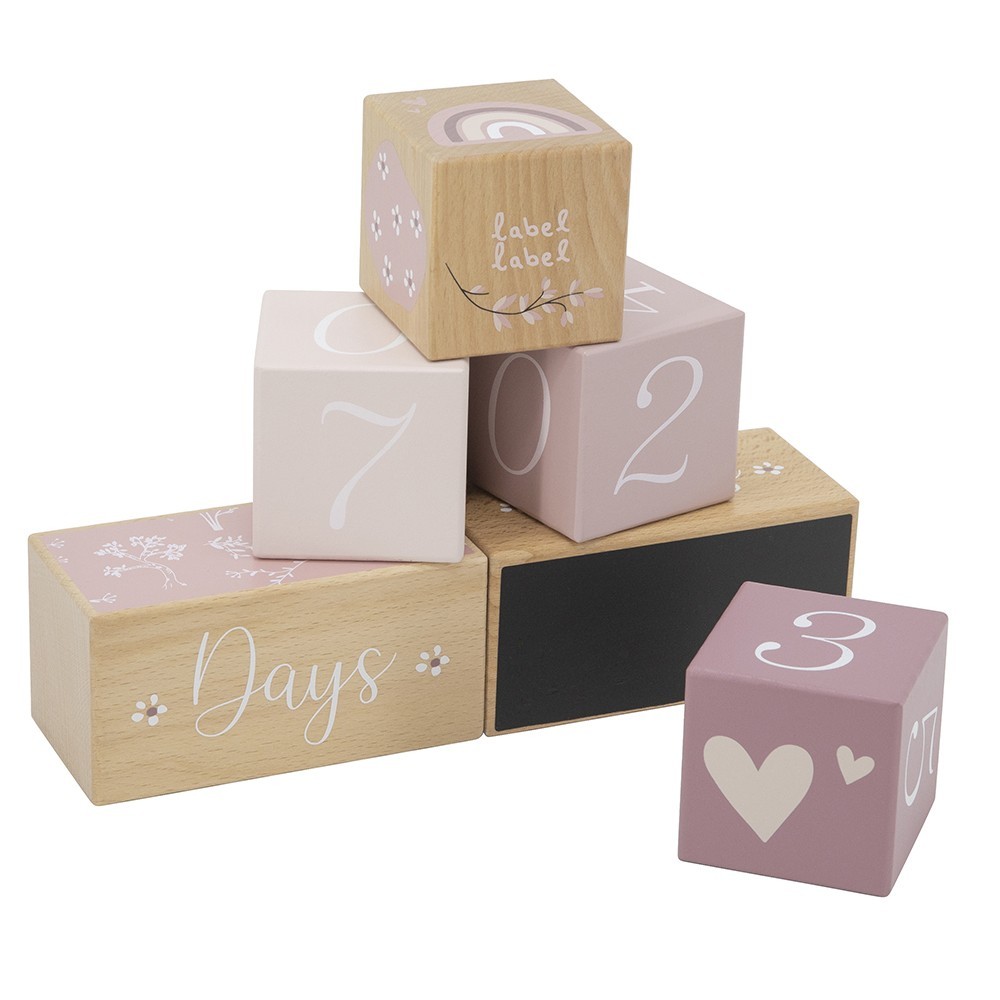 Product Image for Cuburi aniversare din lemn, Milestone, pink