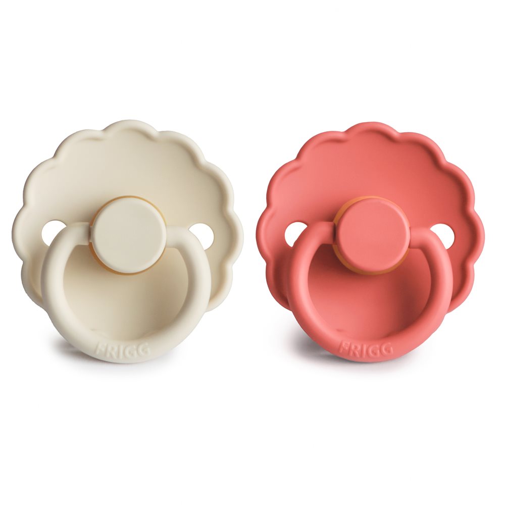 Product Image for Suzete din cauciuc natural Daisy, set de 2 bucăți, cream/poppy