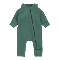 Salopetă din lână merinos, cu glugă cu urechi - 1