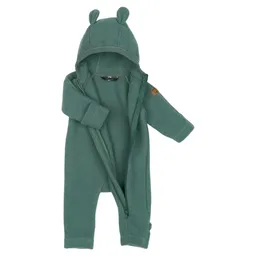 Salopetă din lână merinos, cu glugă cu urechi - 3