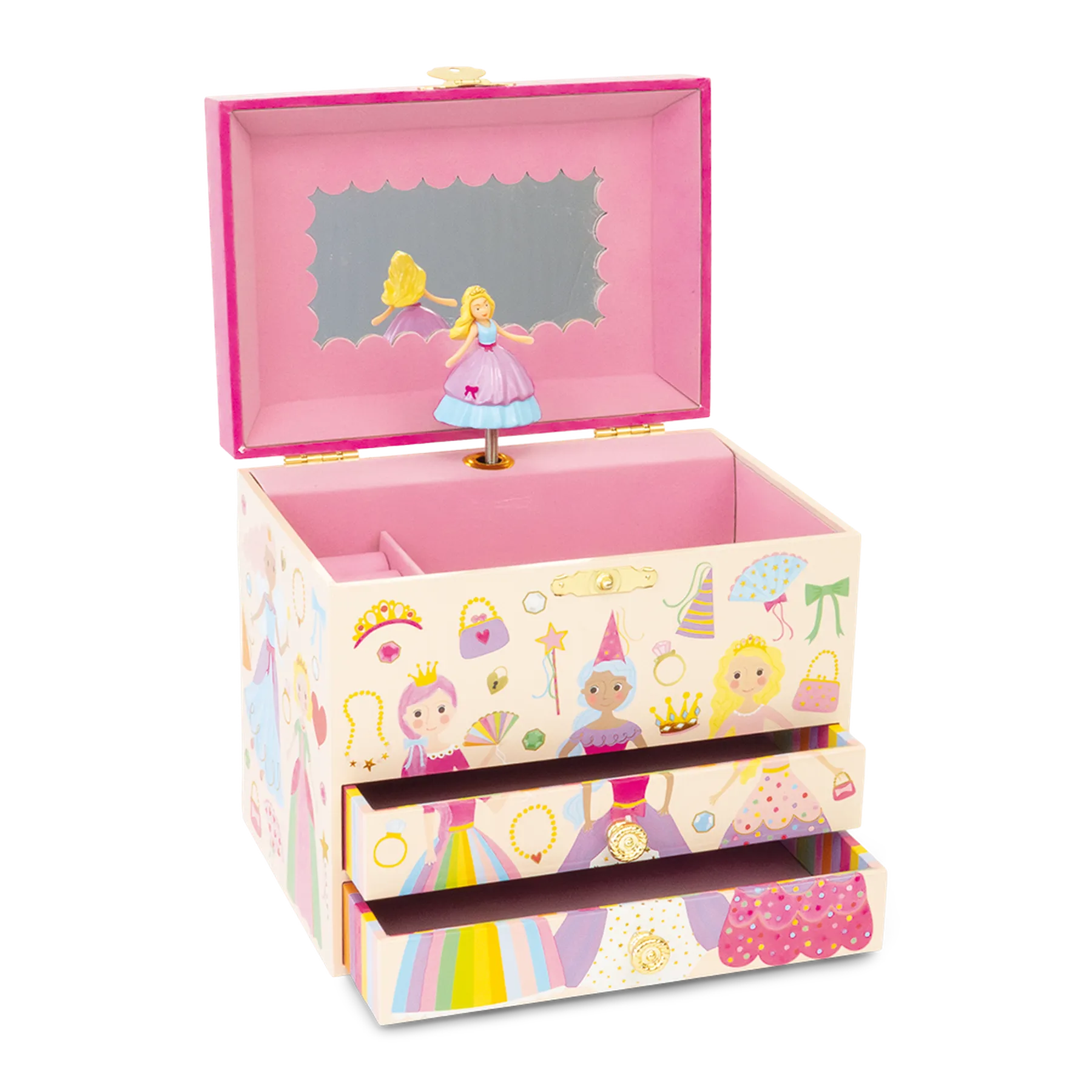 Cutie de bijuterii muzicală, cu 2 sertare, Princess - 1