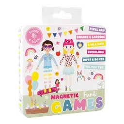 Jocuri magnetice în cutie metalică, 6 în 1, Fun & Games - 1