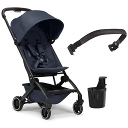 Pachet promoțional - Cărucior Aer+ cu bară pliabilă și suport de pahar incluse, Navy blue - 1