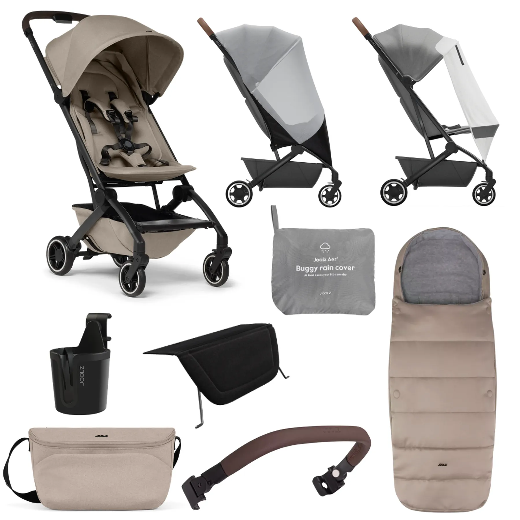 Pachet cărucior pentru copii cu accesorii incluse, Joolz, Aer+, Sandy taupe - 1