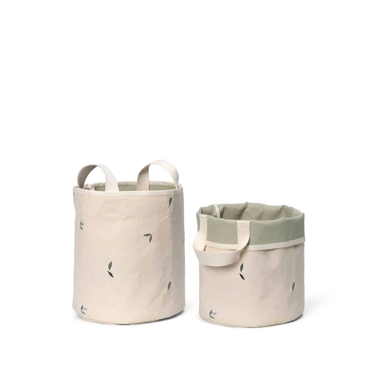 Product Image for Set 2 coșuri pentru depozitare brodate, leaves