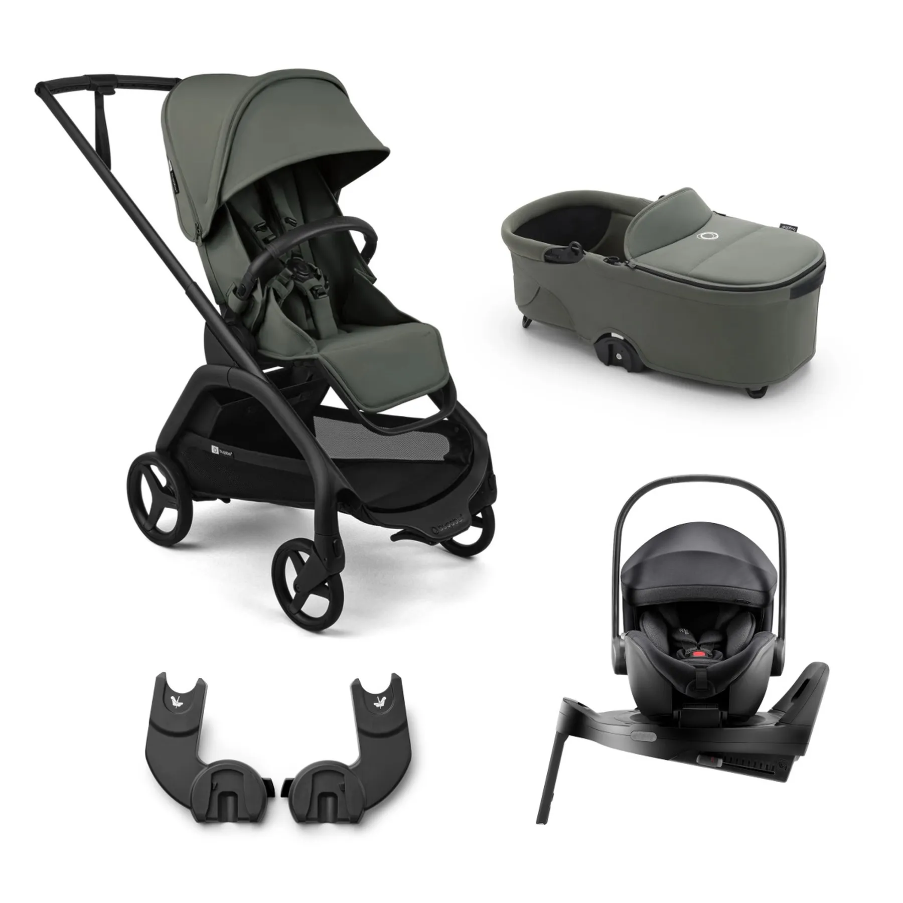 Pachet cărucior pentru copii, 4 în 1, Bugaboo Dragonfly Plus, Forest Green - 1