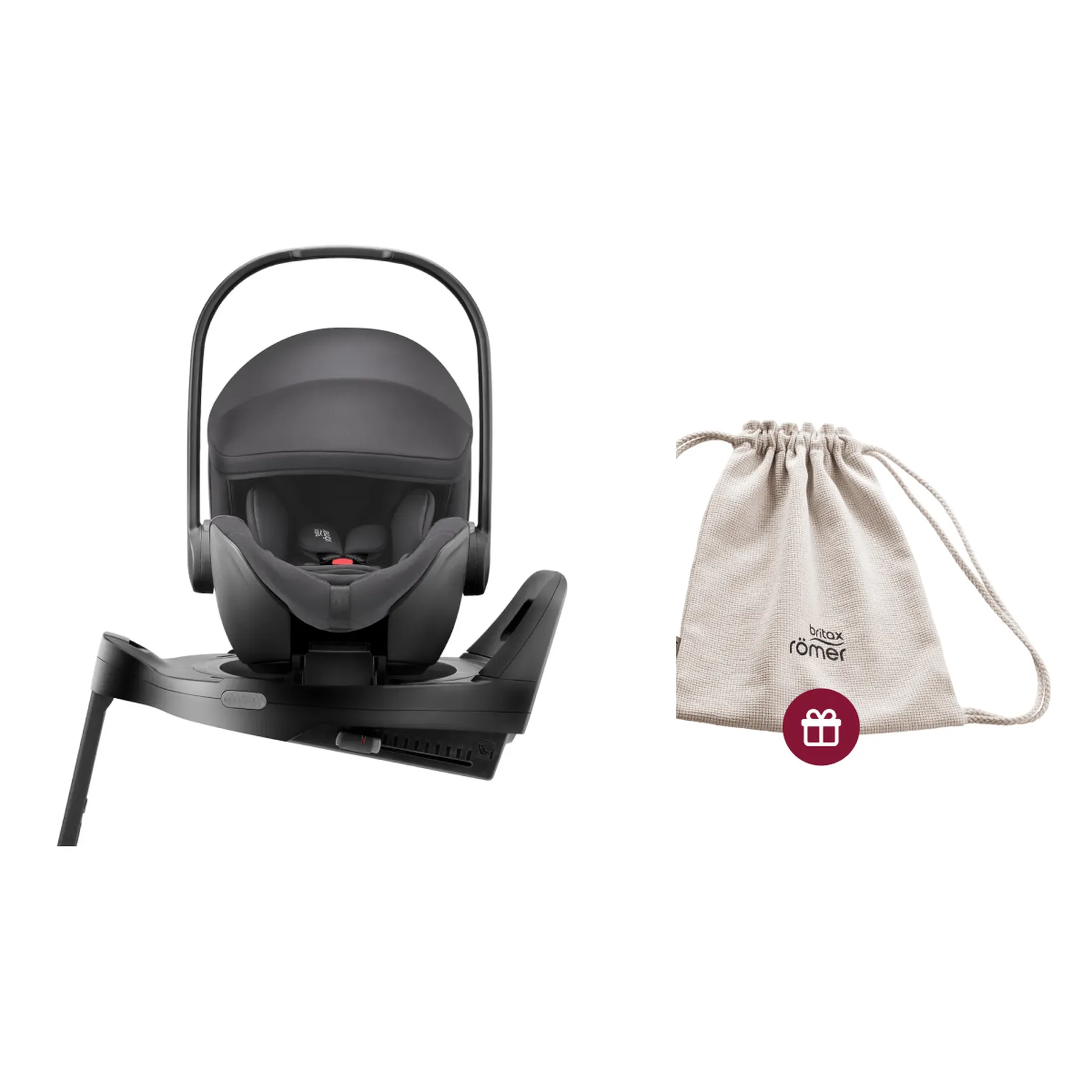 Pachet scaun auto tip scoică pentru copii cu bază ISOFIX inclusă, Britax Römer, reclinabil, 0-15 luni, 40-85 cm, 0-13 kg, BABY-SAFE PRO + husă de vară, Moonbeam - 1