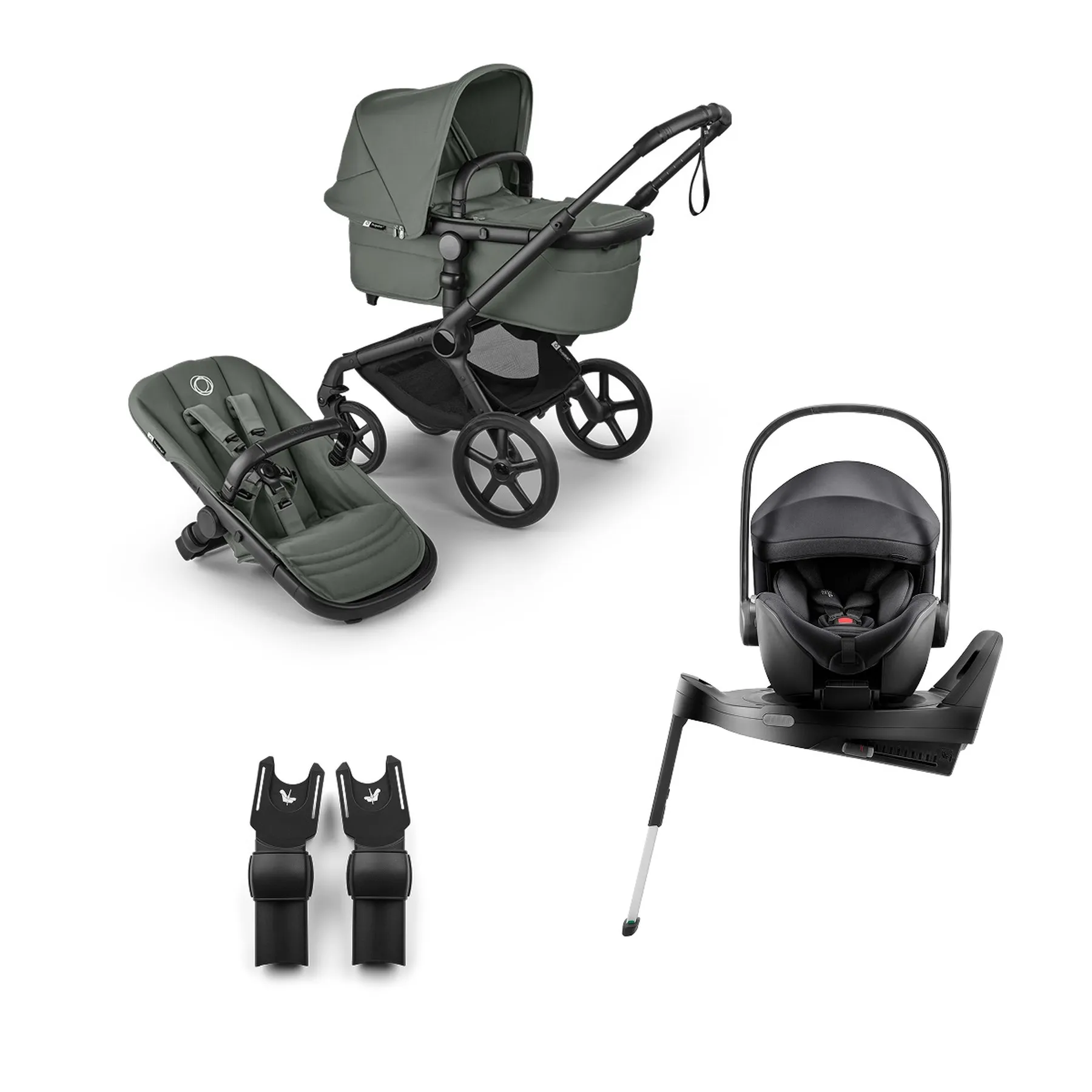 Pachet cărucior pentru copii, 4 în 1, Bugaboo Fox 5 Renew, Forest Green - 1