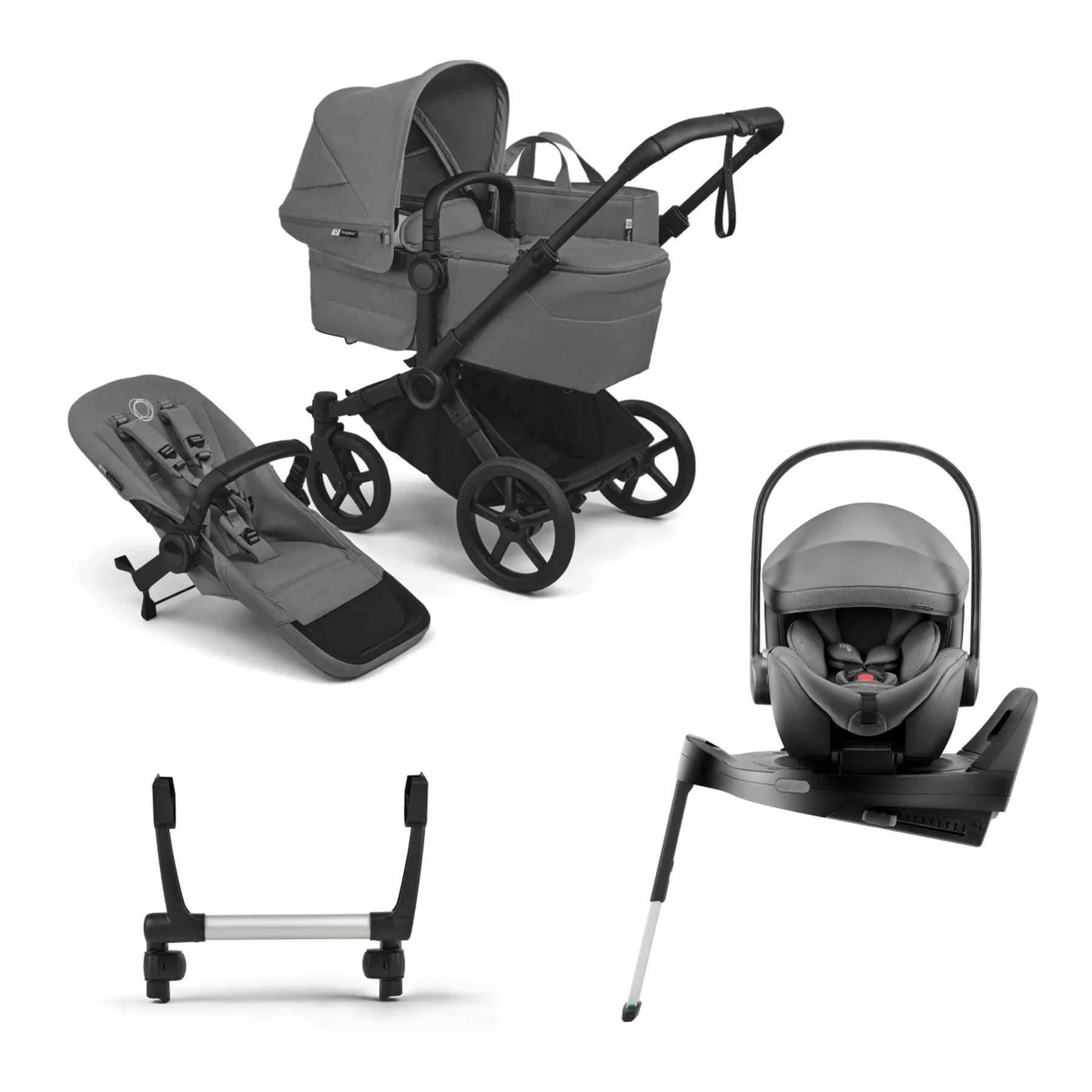 Pachet cărucior pentru copii, 4 în 1, Bugaboo Donkey 6, Moon Grey - 1